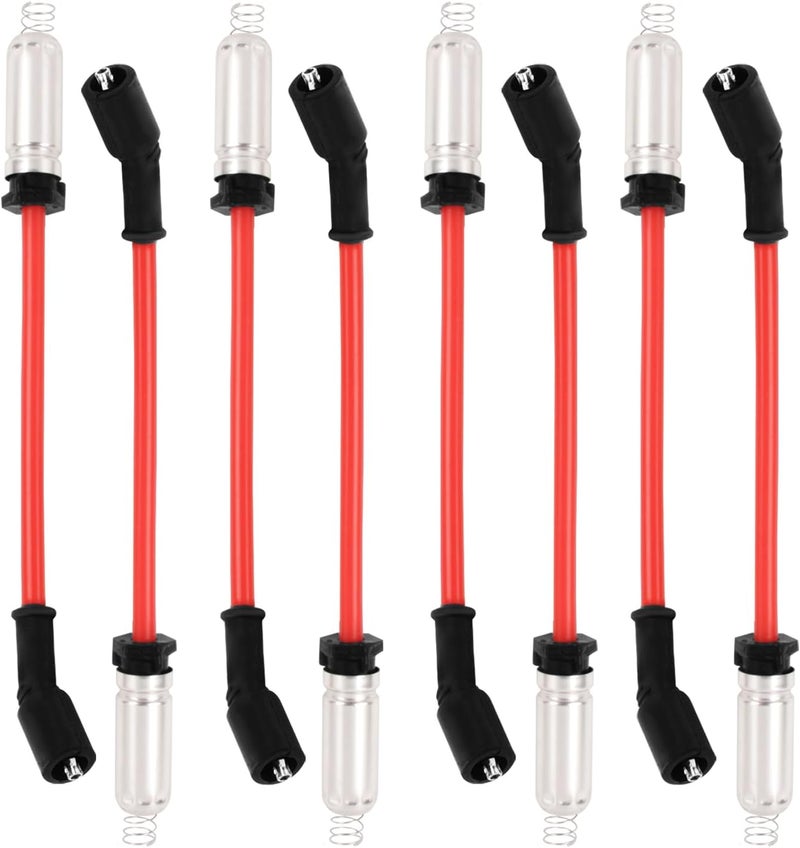 Ntoauto 9748HH Spark Plug Wire Set Compatible with 99-06 sliverado Sierra Tahoe Yukon, 10mm Spark Plug Wires Set with Heat Sheild (Red) - Image 1